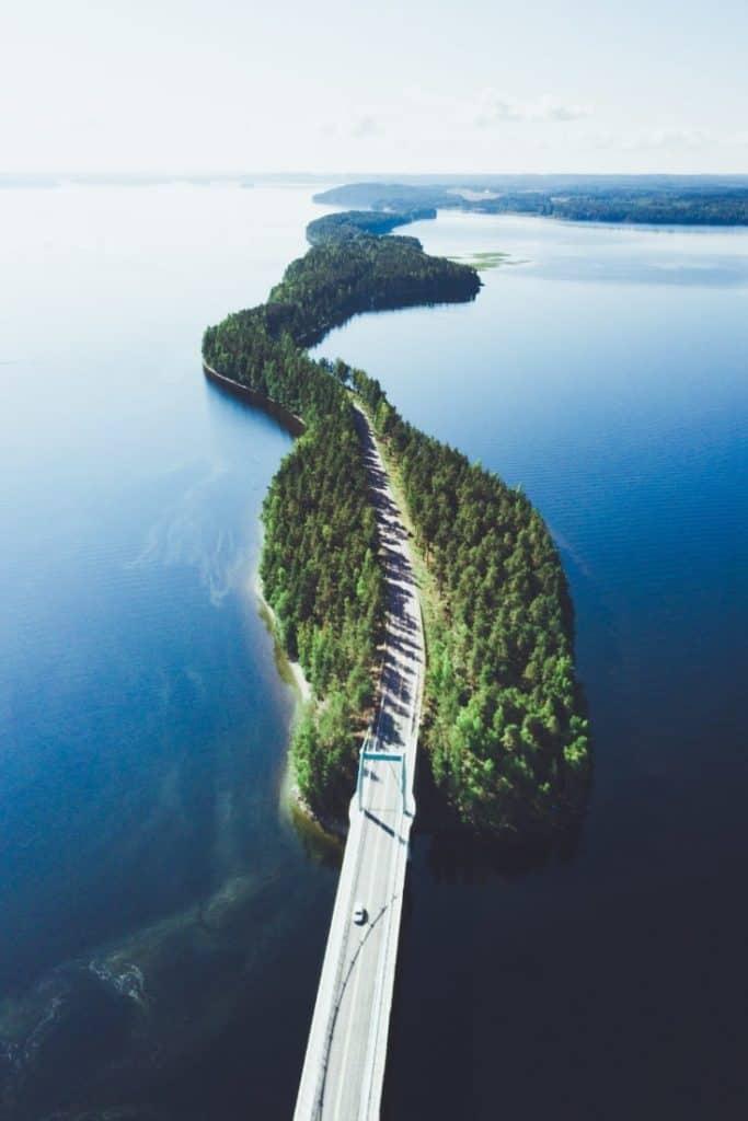 buses in Finland offer scenic road views like this one in Pulkkilanharju, Asiakkala.