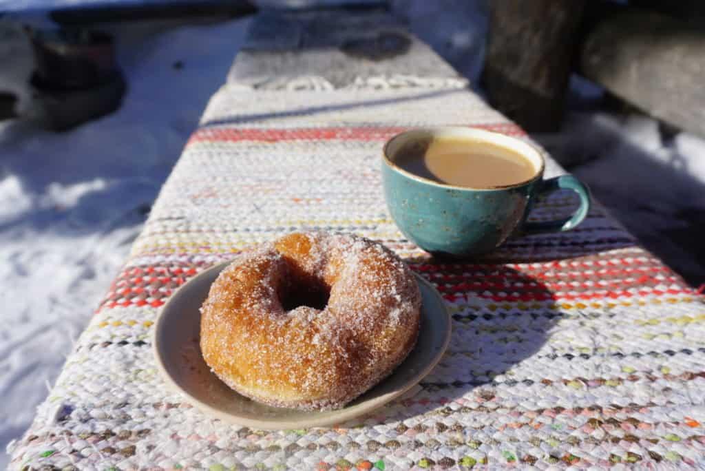 Donut and cafe at wilderness cafe - Her Finland: The best restaurants in Ylläs Ski Resort