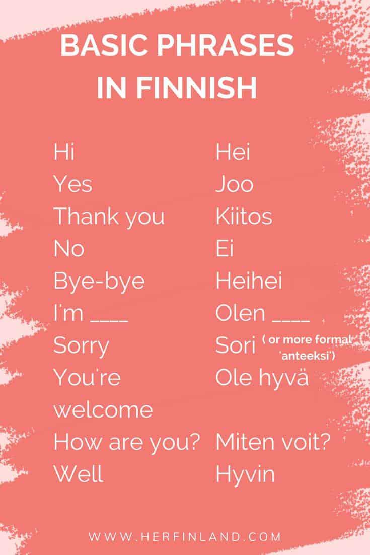 Most Common Finnish Words List