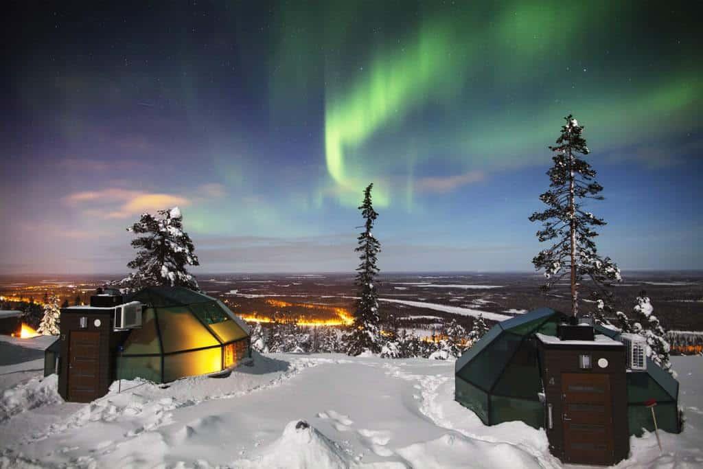 Glass igloos in Finland offer scenic views over Lapland and possibly Auroras too!