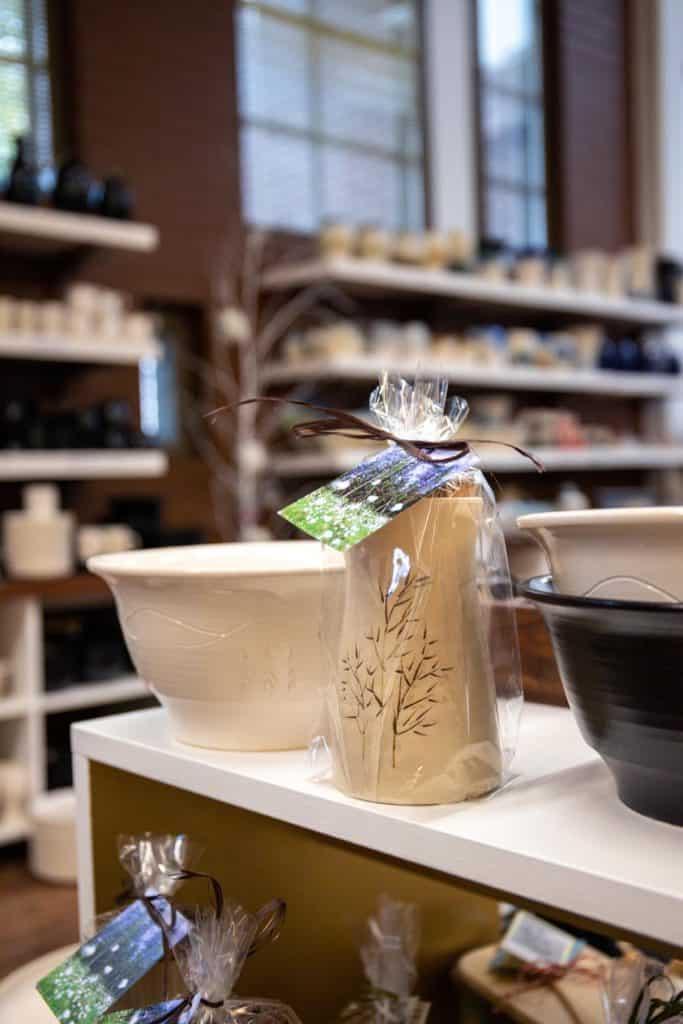 a ceramic souvenir on a store shelf