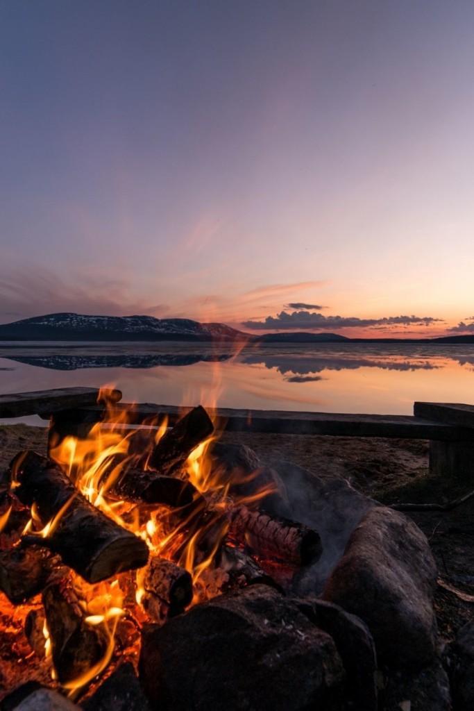bonfire by the lake