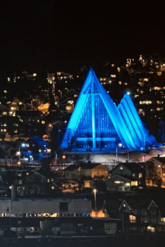 Tromso Cathedral in the night